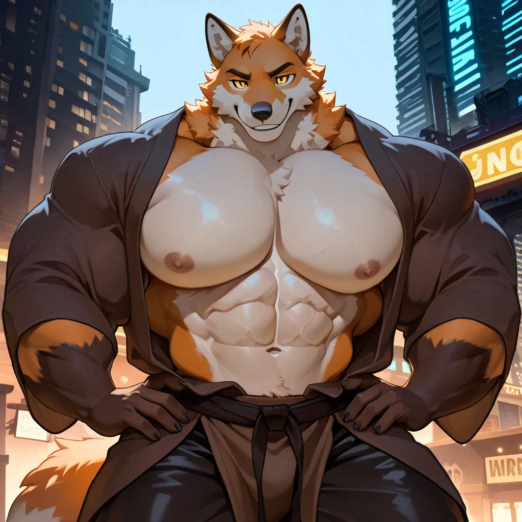 ((best quality)), ((masterpiece)), (Ultra detailed), ((4k)) , Full Body , Solo , Anthro Wolf , Light Blue Fur , Red Short Hair ,Red Beard , Handsone , Good Looking , Green Eyes, (Eyes Details), Middle Ages , Huge Pecs nipple , Bodybuilder Chubby Fat , 


Looking Side , Zip Up, White Suit , Wrist Watch , Wearing White Jeans, 