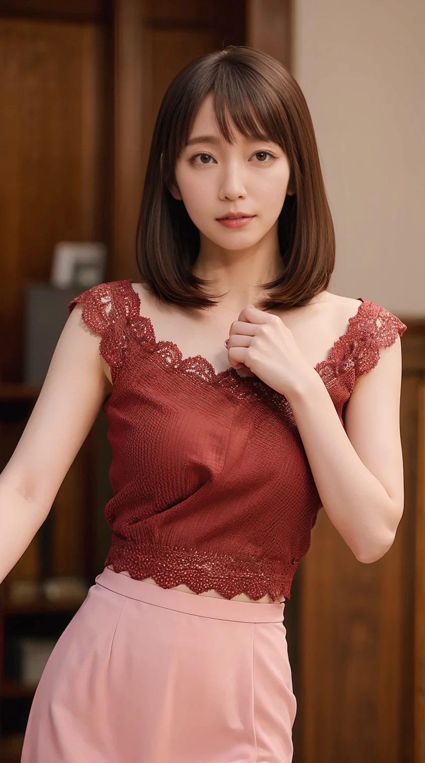score_9,score_8_up,score_7_up, big breasts, beautiful Woman, ((redhead, sad smile)), (((furry_shoulderless_croptop))), (((lace_skirt))), fullbody shot, (((after_shower, wet_hair)))