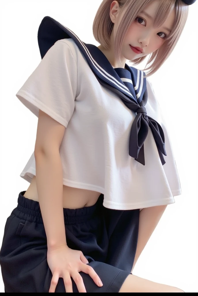 High school girls、17 years old、((Summer sailor uniform))A pure and beautiful girl、((脚を開いて''White pantiesを見せる''))、Sit on a chair with open legs、In the classroom、(Black pleated skirt)、Short-sleeved sailor suit、綺麗なpubic、Medium breast、Mid-size bust、((pubic、White panties))、Show me your pants、Open your feet wide、Mole under left eye、(Straight Bob Hair)、Show your pants、Henyo Henyo Face