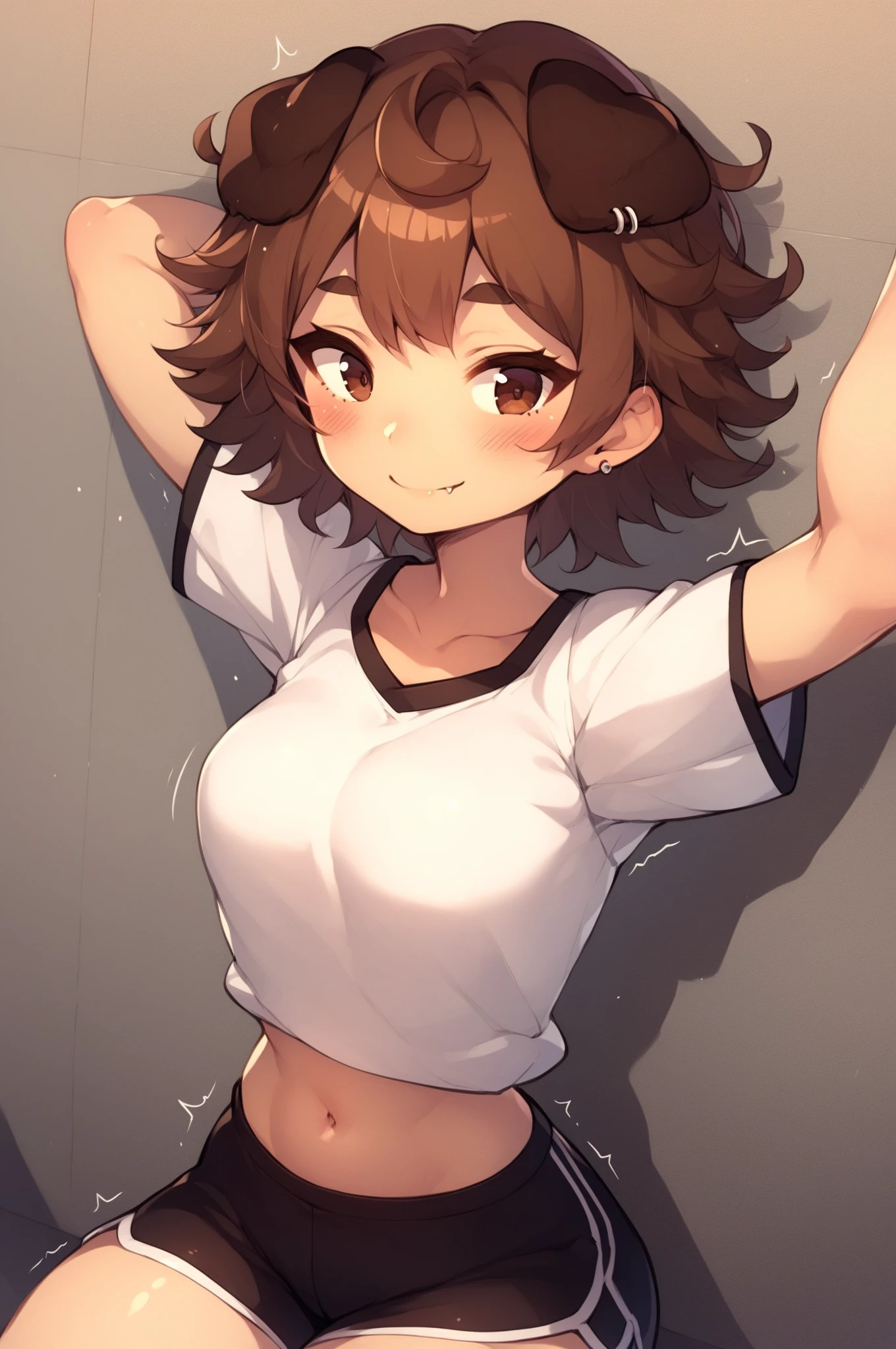 masterpiece, best quality,anime style, 1 girl,(((slender body))), (((small breast))),(((soccer uniform))), ((((restrained, arms behind back)))),((((cum)))), (beautiful face), (((medium hair))), (((messy hair))), ((((brown hair)))),detailed beautiful skin, (perfect hands, perfect anatomy)