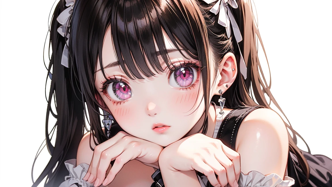 masterpiece, highest quality, One Girl, Thighs, beautiful girl, Flowers, Lots of small petals, Small waist, Official Art, RAWphotograph,Hands are precise、Face Light, Dynamic Lighting, Cinema Lighting, Ultra-realistic, High resolution, photograph, Sharp focus, Highly detailed eyes and face,Symmetrical face, whole body、Large Breasts、Long Hair、チラリと見えるThighs、Beautiful cleavage、Maid、Jumping