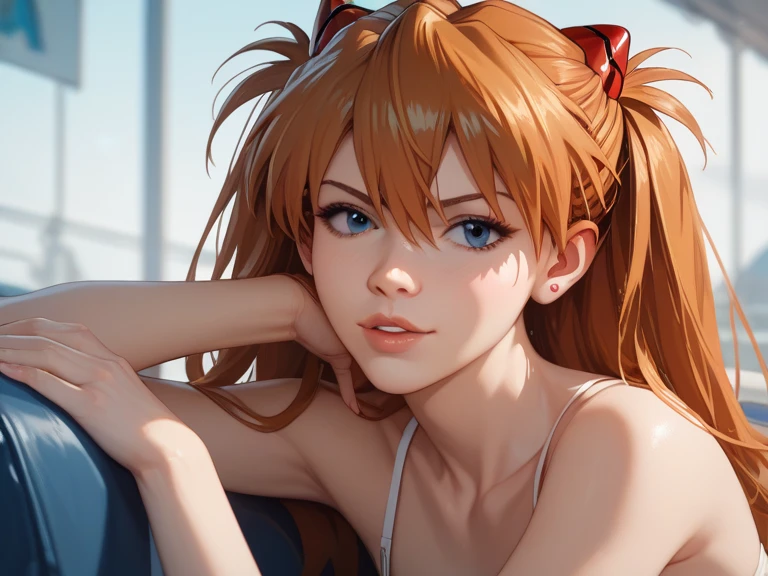 zavy-fzzgrfft, manga of Asuka Langley, dynamic lighting, dots, screentone, evangelion, cleavage, busty,