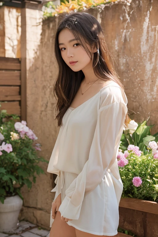 a fashion model，18yr old， [[[[climaxing]]], [[[[climaxing]]]], [[[[Cole]]]], [[[[bshoulder]]]], perfect  eyes, Perfect iris，perfect lips，perfect teeth，Perfect Skin，with fair skin，HighDynamicRange，Movie Girl，(delicated face)，(Highly defined faces)，（Raised sexy），White openwork lace underwear，In the background is the bedroom，bunk，green trees outside the window，fresh flowers，4K Ultra HD, 超高分辨率, (realistically: 1.4), Best quality at best，tmasterpiece，（pastel colour：1.2）