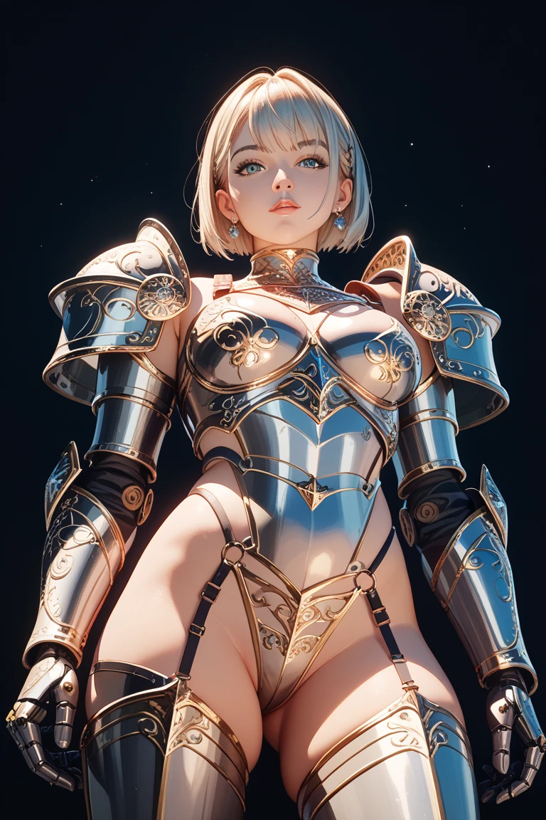 masterpiece, best quality, absurdres,massive breasts, illustration, 8k, perfect shadows,perfect lighting,hdr, ambient lighting, cowboy shot, realistic, ultra-realistic,  Photo realistic,(hyperrealistic:1) textured skin, defined body features,shiny skin,skindentation, beautiful body, (blush:1.2), (looking at viewer:1.3)KordGF, red eyes, dirty blonde,long hair, (wearing gkt,power armor,full suit,gauntlets, large pauldrons,grey knight armor, gkt armor)(huge breasts,giant breasts,breasts,hourglass body, thin waist,very slim waist)extremely detailed face,detailed eye makeup, detail face, nice detailed eyes,nice hands, perfect hands, (realistic pupils,realistic iris:1) heavy eye makeup,glowing eyes, Bright eyes, <lora:CHAR-Kord:.70><lora:PerfectFullBreasts-fCV3:.50><lora:beautifulDetailedEyes_v10:0.70> <lora:add_detail:.70> <lyco:GoodHands-beta2:.90><lora:Aesthetic-Portrait-V2:.40>,defined body features,toned midriff,skinny waist,thin waist,(abs:0.8),sitting,stretched(crossed legs:1.2), arm support,  (flirty smile) <lora:ryanreos-lora-v1-32dim-3ep-naivae:.30>  <lora:GKT:.80>