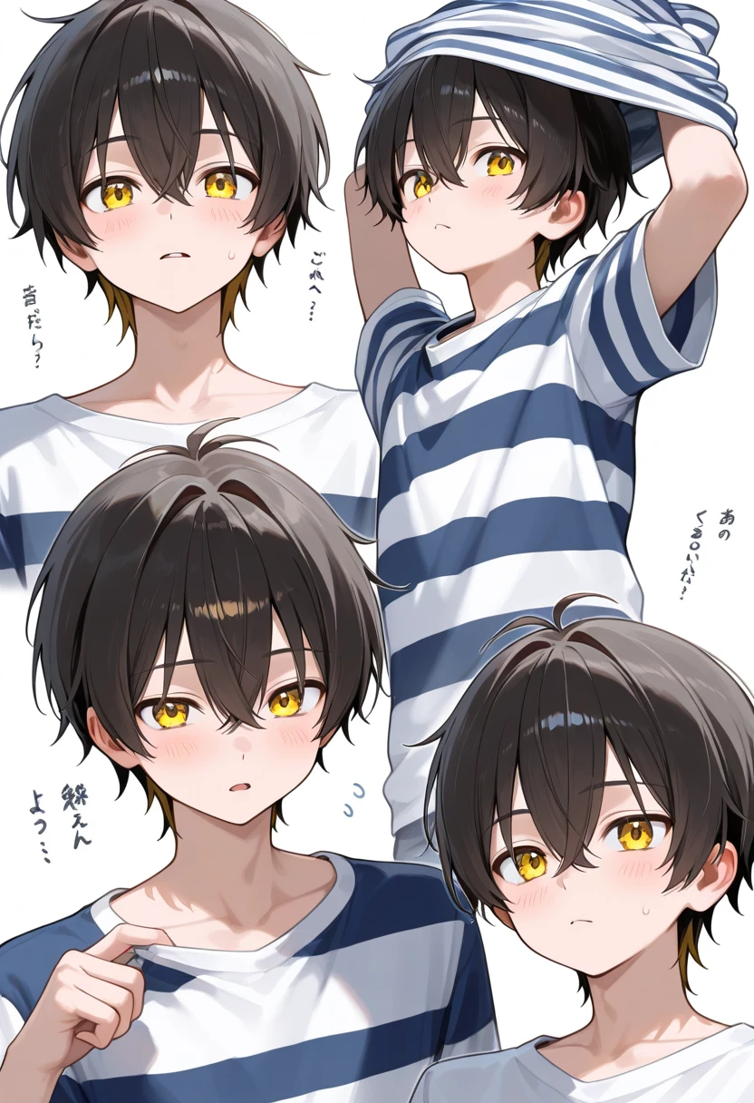 A sexy boy with black hair and yellow eyes
