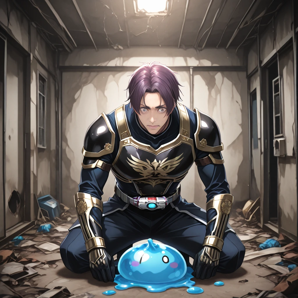 best quality, masterpiece, stocky man, (short blond hair), wearing damaged metal armor, no bottoms, hands chained to dirty dungeon wall, fucks another man's anus, cumshot, projectile cum, bukakke, facial, open mouth gasping for air, blushing, sexy, gay, homoerotic, extremely dramatic shadows, front view, , perfection, no watermark, no logo, no signature