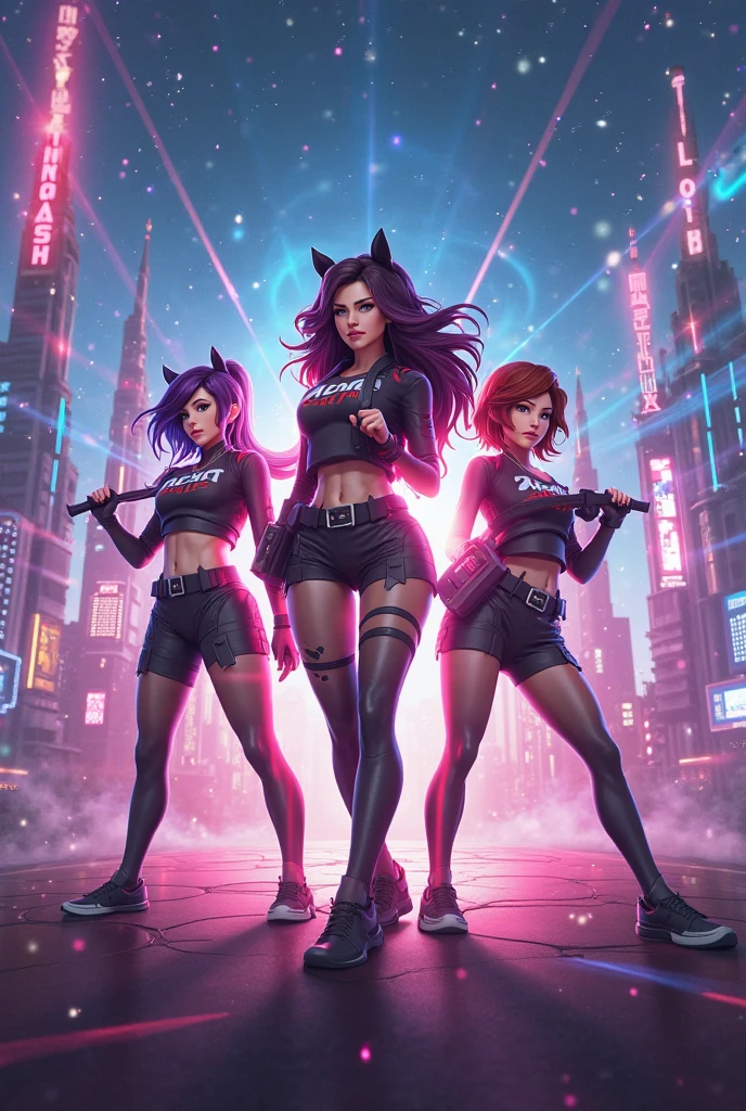 ((Best Quality)), ((masterpiece)), (body y cara muy detallados:1.3), 3D, beautiful Oh, league of legend, sexy for, wallpapers, detailed eyes, fox ear, (fox tails), a skirt, (long pink fur), medium breasts, Looking at_Shown in_Looking atl espectador, short_hair, gloves, belly button, fail, blue_there are eyes, Eternal, full_body, weapon, Footwear, necklaces, negro_gloves, pulp, hooded, hair_overcome_Yoon_there are eyes, Cultivator_above, hoodie, negro_pants, sneakers, Cut_jacket, cyber punk character, Cut_hoodie, in 14,((colors cyan yellow magenta, green violet:1.6)),dynamic action pose, anatomically correct beautiful and perfect eyes:1.4, (((pink and cyan neon lights at night))), night image, at night, 32kng_DeepNegative_v1_75t, rita_umbralrose,