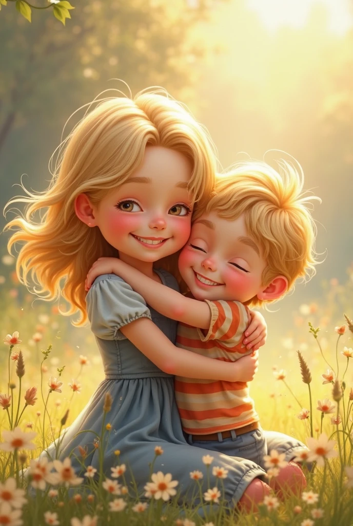 Draw a boy hugging a girl