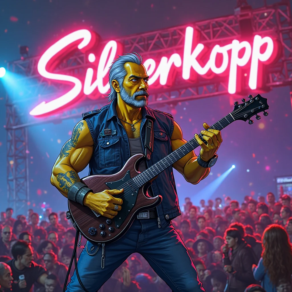 a legendary warrior old man with white hair and beard, wearing a blue kimono with black patterns and a white cloak, carrying a katana and a spear, with a hidden gun in his sleeve, (best quality,4k,8k,highres,masterpiece:1.2),ultra-detailed,(realistic,photorealistic,photo-realistic:1.37),intricate details, dramatic lighting, moody atmosphere, stormy sky, lightning, blood and corpses of soldiers, grass field, dark fantasy, epic scene