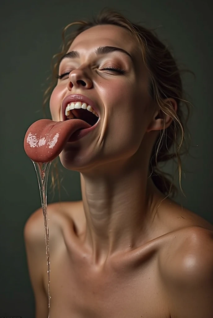 photorealistic, A cute girl doing oral sex at a shower