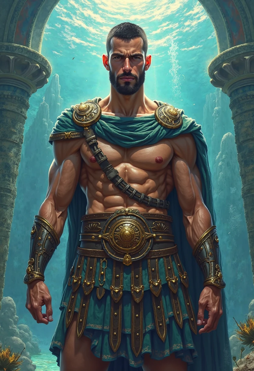A perfect strong aryan man, epic, majestic, bionde, Blue eyes, Hyperreal, Hyperrealism, symmetrical face, square jaws. rosto realisitic ((work of art)), ((best qualityer:1.2)), high resolution, 8k, (ultra_realisitic:1.3), (photorealisitic:1.4), cinematic, dynamic lighting, (detailed back ground), Depth of field, intrikate, 8k, skin detailed, (large pectorals:1), pectorals, abdomen, photo of a handsome man, Sexyroyalty, tails, jewerly, necklase, cape, bracelete, bracelet, ring, shorth hair, sitting in the throne, medieval castle indoors,
