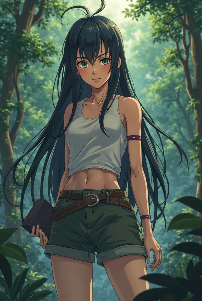 Best image quality, threaten, Holding a spear, primitive, Spread your legs, Primary forest, In underwear, ""Primitive clothing"", woman, Black Hair, paint