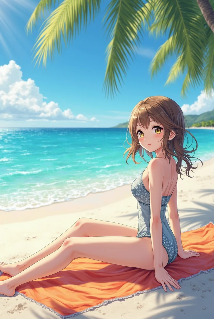Naked anime chan on the beach young