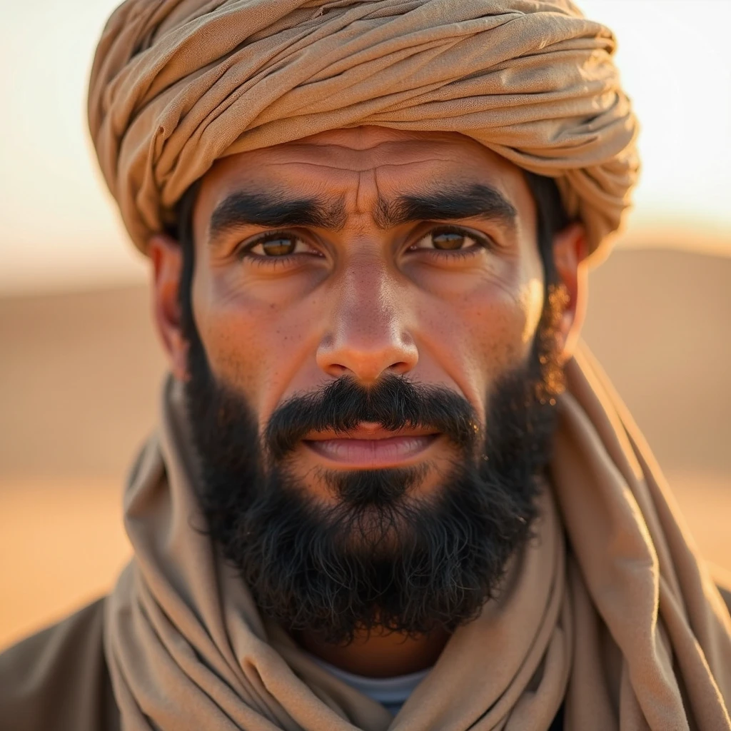 Wearing a red scarf、Arav man with a beard and a red scarf, Bedouin portrait&d, extremely detailed portrait, hyper realistic digital painting, Color Photo Portrait 4k, Stunning Portraits, ultrarealism oil painting, Steven McCurry portrait, Hyperrealistic figures, Superrealisticart, Hyperrealistic figures, fine art hyperrealism