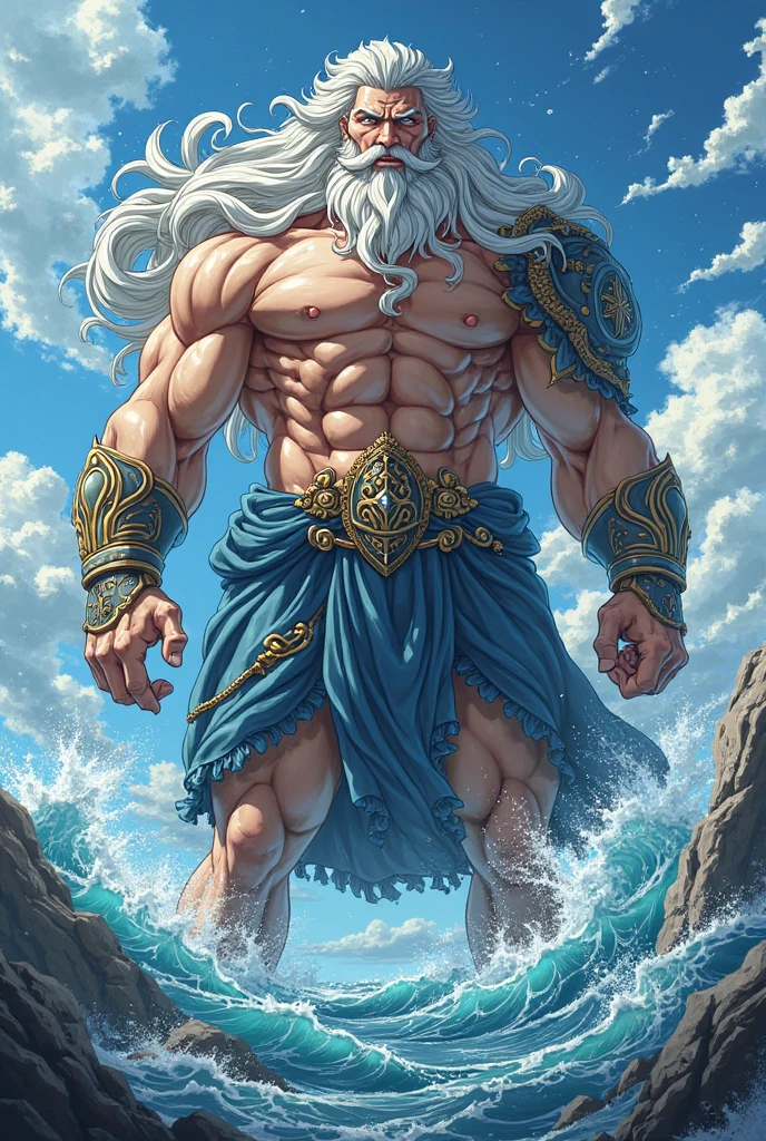 God King Zeus,Full of beards,There is nothing on the body,Wear a pair of sexy transparent panties,Panties tightened his lower body,Lie on the beach,Let the sea water hit his body