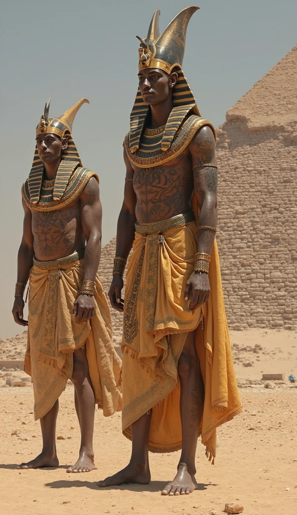 The Egyptian man was covered in small people wearing various forms of black., In the form of detailed atmospheric portraits, Indigo and Bronze, Made from all of the above, social media portrait photography, exquisite texture, disrupted, emotional expression,