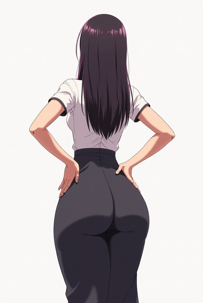 Koyomi mizuhara, brown hair, long hair,large breasts, Long sleeved shirt, biker shorts, Tight high cut red underwear over leggings, back of view, Wallpaper, ass check view, chikan, ass grab