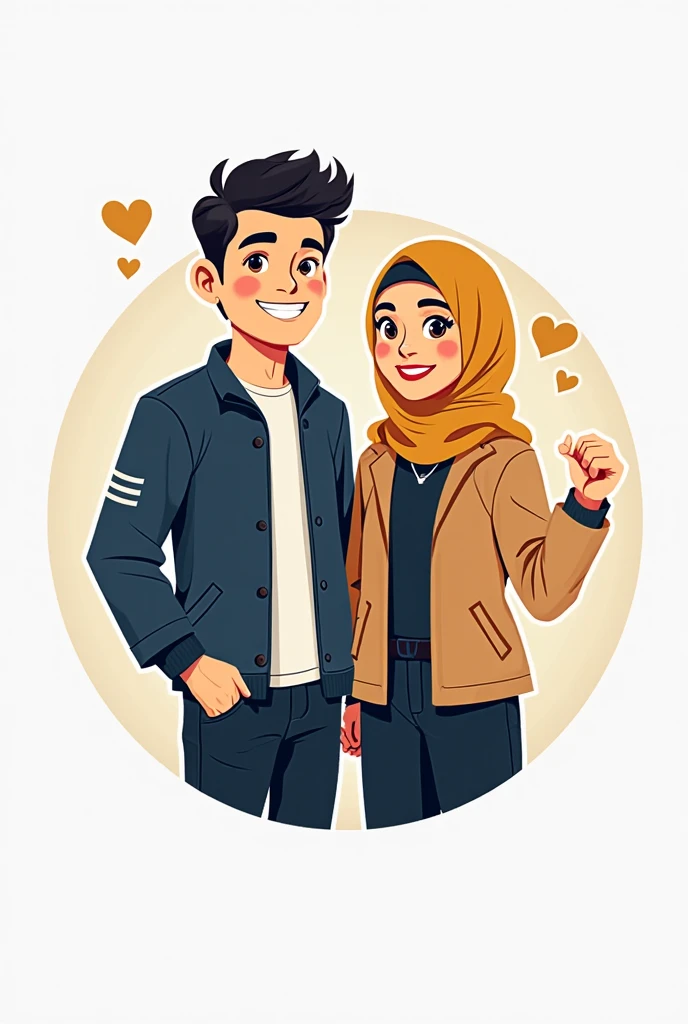 Logo in circle for boy and muslim girl in primary school expert in multiplication table which called doctor multiplication With stricking background