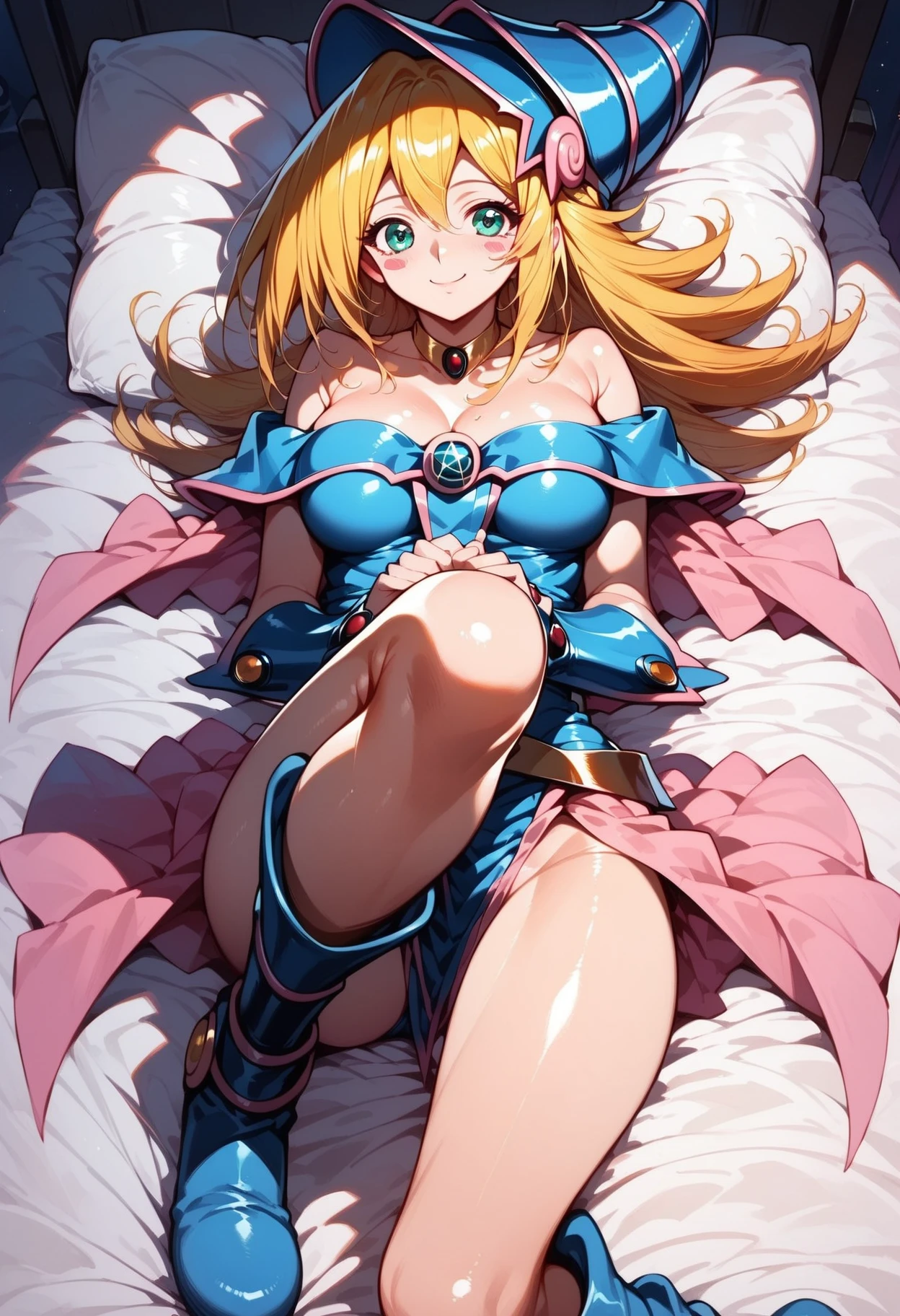 piperBS, 1girl, blonde hair, hair bun, blue dress, puffy sleeves, short sleeves, pink gloves, fingerless gloves, pink belt, shoes, blue footwear, cute and blushing 18 years old anime girl, look away because she is embarrassed and blushes, bright blue eyes, detailed face, detailed members, detailed arms, detailed hands, ((((sparkling diamond jewelry)))), tiara, ((makeup)), high heels, puffy sleeves, long gloves, long eyelashes, Girl lying, tied by ropes, shackled, can no longer move, tied tightly, very hard tied up with lots of ropes, hampered by so many ropes that she can no longer move, bound hands and feet, ropes tie his whole body, tied extremely tightly and forcefully to her bed by a lot of ropes, its limbs are strongly tied together by ropes, his torso is tied up with thick cords, her chest is so tied up with ropes that it sticks out, her legs are tied tightly with thick ropes, his hands are tied behind his back with ropes, she can no longer move her feet, her hands which are tied by thick ropes, she desperately tries to free herself, likes to be tied tight with big ropes, likes to be immobilized by big ropes, lying down, his hands and feet are strongly tied to the railing of his bed, his legs are pressed together and tied with ropes, its limbs are held vigorously by imposing ropes, her hands are tied securely behind her back by ropes, her chest is compressed by strong ropes, she is pressed against her bed and restrained by large ropes (shibari, arms behind the back:1.4), (hands on the back), (masterpiece, best quality) 1.5, 1girl, solo, (sexy, beautiful woman, perfect face, perfect eyes, perfect hands), samus aran, (shibari, arms behind the back:1.4), (hands on the back), Spread the legs, s' ((lie in bed by big ropes)), ((close up of the girl)), ((((lie in bed))))