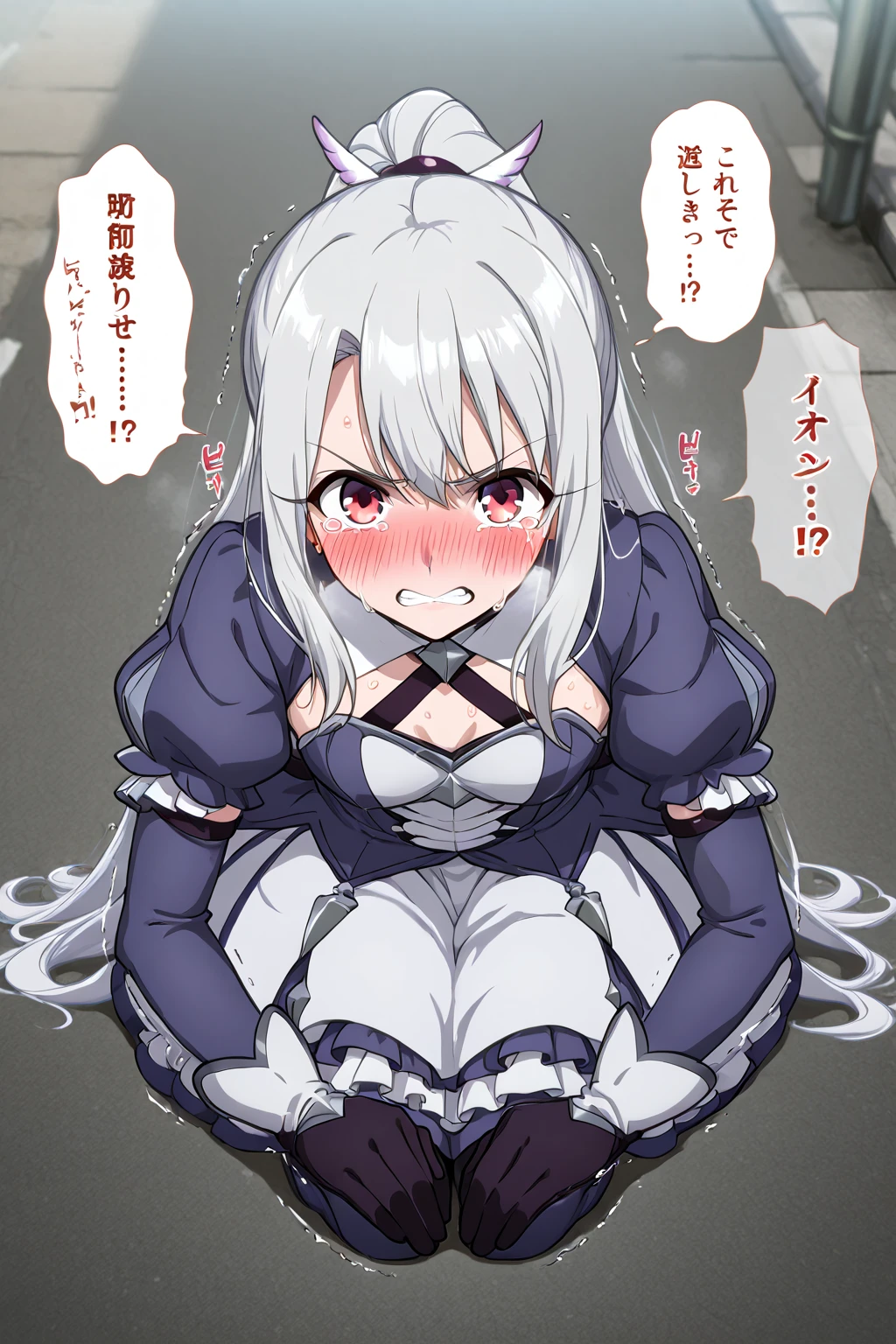 ,(((1girl,1men,??? ??????????? ,??????? ))),kneeling ,Ruminas,????,luminous valentine ,open mouth , in the castle , Gothic Long dress,( Black knee high socks), Long silver hair,Heterochromia eyes deep sky blue and red, white lace panties,2 canines,Medium ?????, (Headrest:1.2), looking at viewers , break masterpiece ,8k unity wallpaper,anime key visual,highest quality, High resolution, unity 8k wallpaper, (shape:0.8),anime coloring, detailed eyes,growing eyes,shiny skin,fine skin,white skin,detailed hair,perfect lighting, (perfect hands, perfect ???????),High resolution,slender limbs, delicate curves, dainty hands,