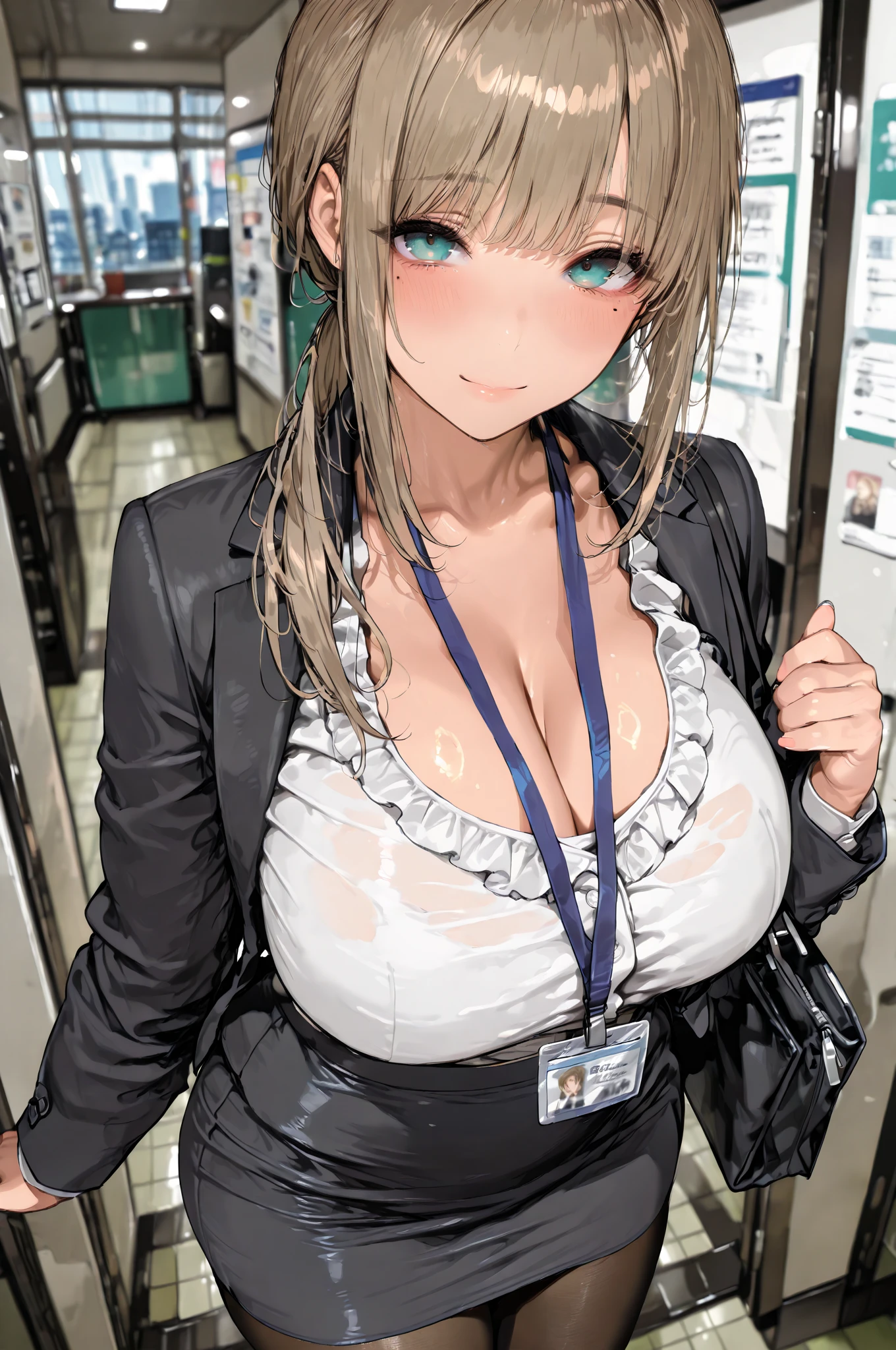 ((Highest quality)), ((masterpiece)), (detailed), One person,Age 25,Office Lady,mini skirt,(Open the buttons on your shirt),Big Breasts,blush,Underbust,(Her cleavage is visible),(Excited expression),(Captivating look),Several men with cameras,(Surrounding the model girl),(Excited Men).Browsing Caution,sexy,(Put your hands together)Sweat,(Black garter belt),(Move your tongue up and down),