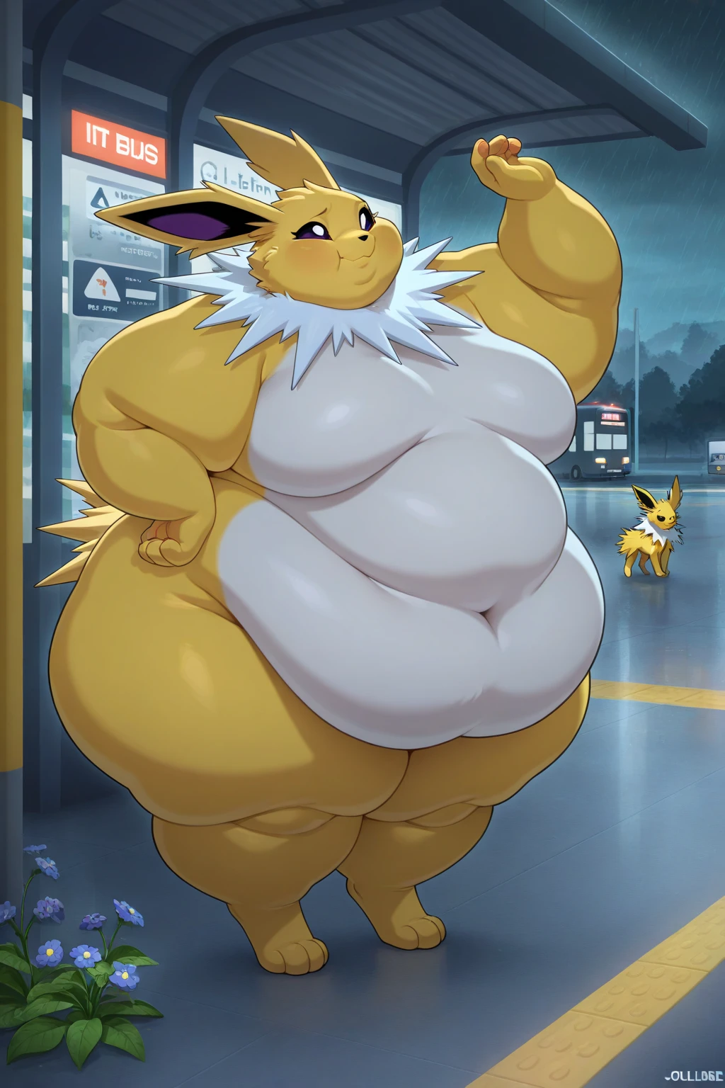 Renamon, digimon, furry, yellow fur, big tits, big booty, piercings, slut, nude, full body, by_sligarthetiger