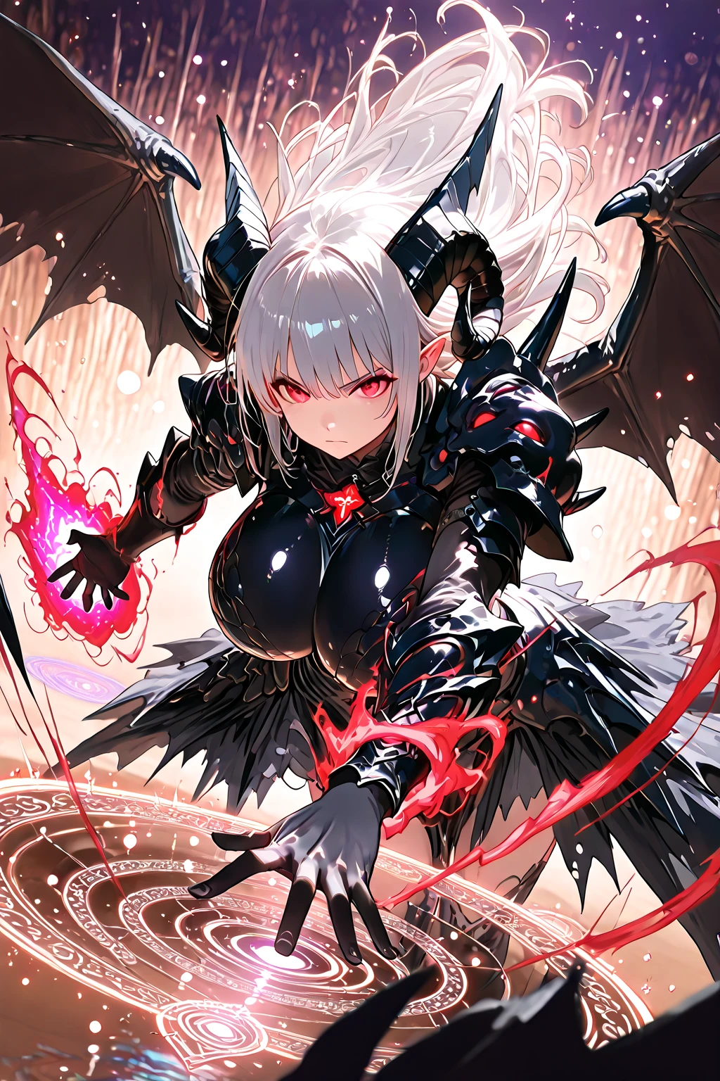Fullbody, feet, standind, foot silver goddess in flame-red pleated skinny cloth with golden lines accents, long sleeves big , fireball, satin, fur, (stockings), decollete, natural breasts, slim body, big weapons, ((rune lines on skin)), zettai ryouiki, medium length hair with golden red strands, beautiful detailed bright fire eyes, horns, wolf ears, leotard, portrait, most realistic, highest quality, best quality, Detailed,Realistic, 4k highly detailed digital art, octane render, bioluminescent, (cool_color), best pixels, 8k ultra