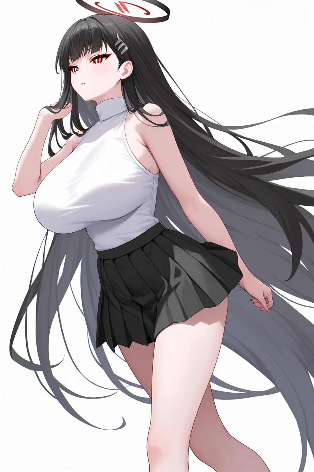 Girl with long hair, with short shirt, nothing but stockings and nothing else on top, sticking out tongue with drool, with stomach free of clothes and transparent clothing, sweating excessively, jumping on someone&#39;s penis, excitement, piernas más largas y gruesas, más gruesas mucho más gruesos, más sexy y hermosa, pechos más grandes y la ropa rota, piernas más gruesas y hermosas