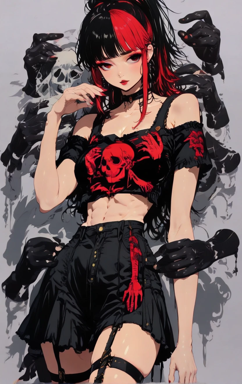 Ela usa roupas todas pretas, cobrindo todo seu corpo, His face is skull, Her hair is black and long, The eyes are red and have the face of an adult skull, ( medium breasts:0.60),( disco Rigido, Full hard drive) In his left hand he wore a black and red sickle, paisagem noite luar.