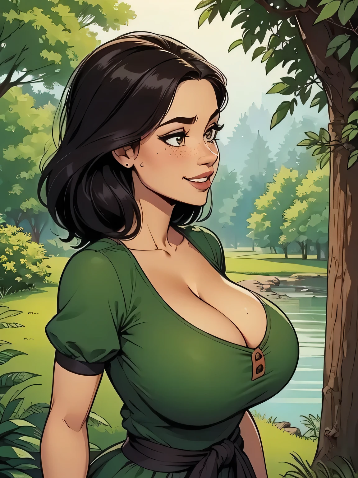 a woman in a black dress posing for a picture in the grass, wearing a tight black dress, she is about 40 years old, she is about 4 0 years old, gorgeous female jade tailor, she is about 50 years old, about 3 5 years old, tight dress, seductively looking in front, skintight dress, gorgeous woman