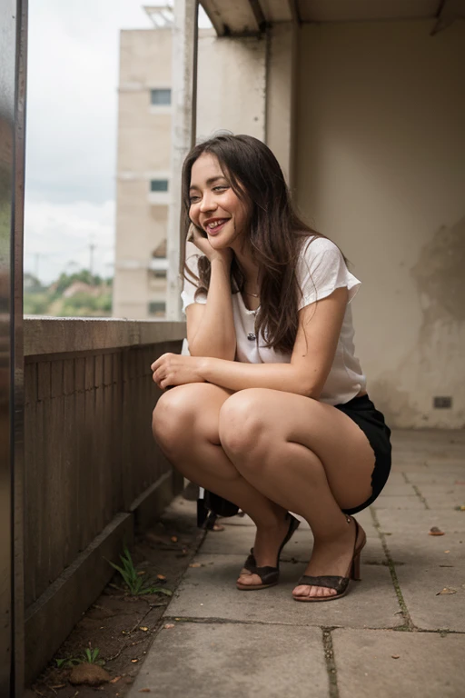 woman sitting on a bench with a dog on a balcony, sitting on top a table, sitting on a table, sitting on the table, side portrait, sitting on a desk, sitting on bent knees, shot on nikon d 3200, tired half closed, on a table, sitting on a mocha-colored table, in a gym