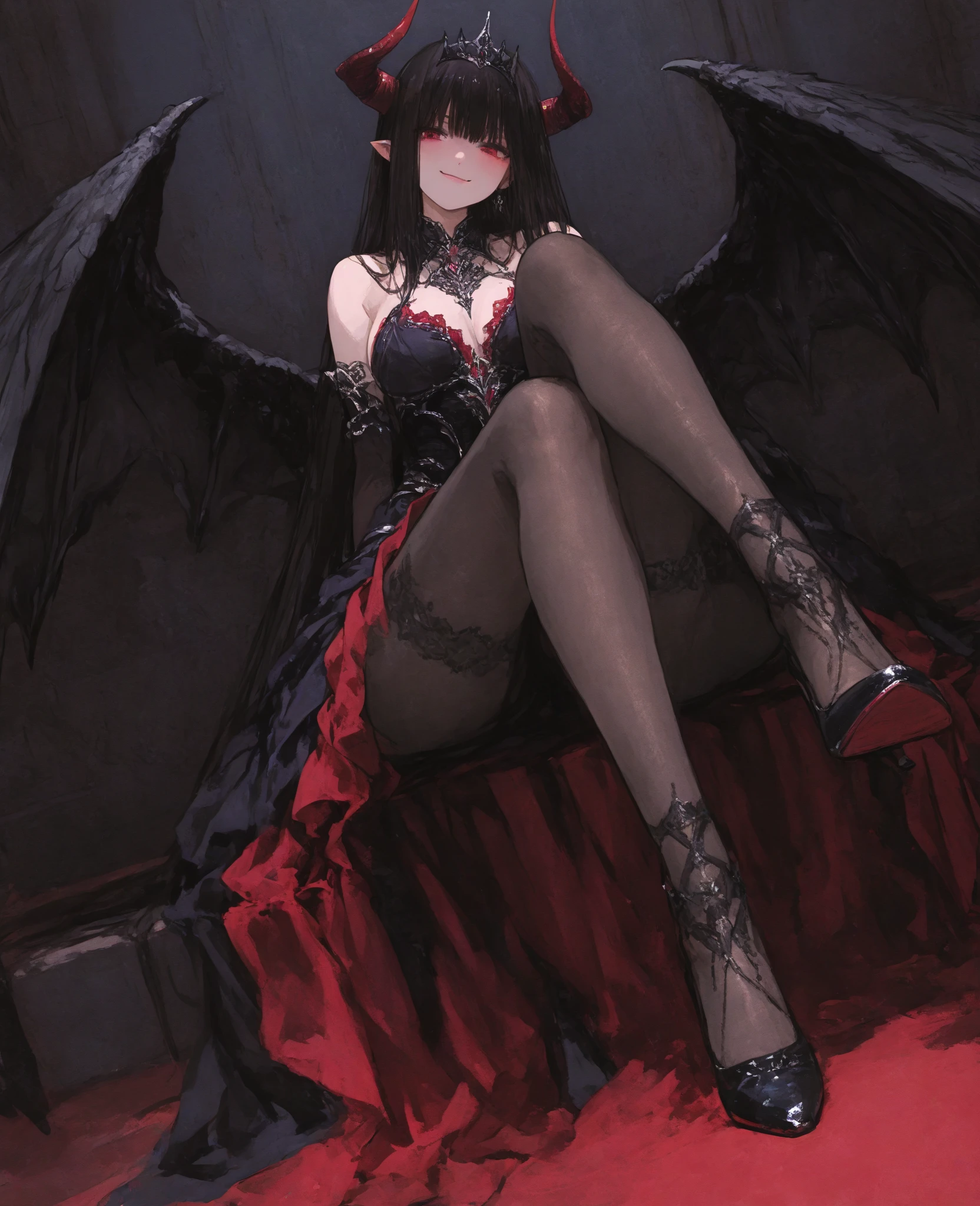 (playing with a raven:1.4).Beautiful Japanese woman, Short, beautiful figure, cute butt. elegant black dress, high heels, (smile). Masterpiece, best quality,(highly detailed:1.2),(detailed face and eyes:1.2), 8k wallpaper, natural lighting. core shadows, high contrast, bokeh.