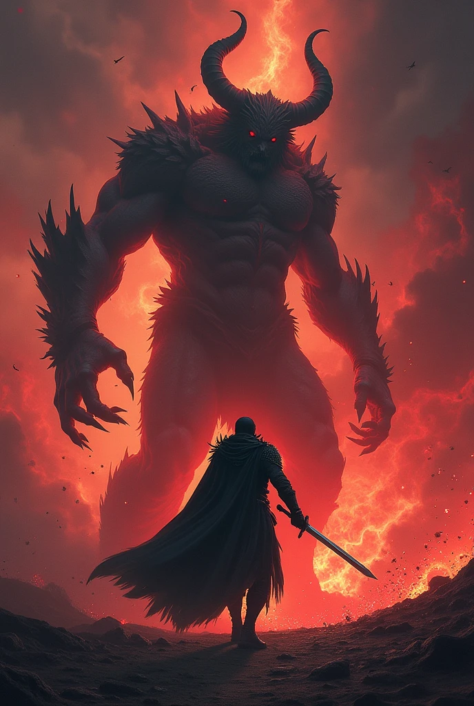 warrior and demon fightingn