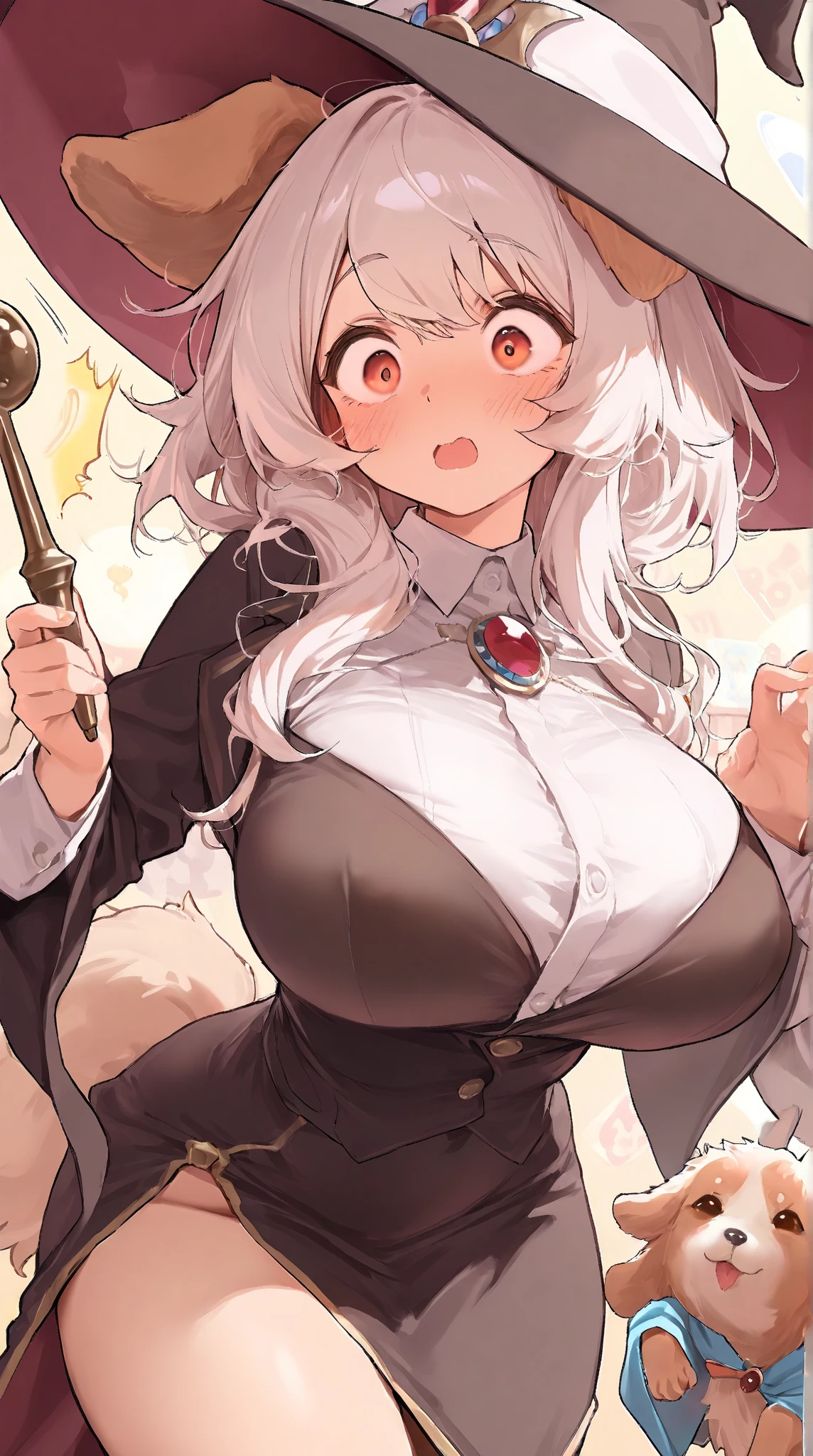 Cow girl, cow girl hat, cow ears , cow tail, big breasts, big boobs, micro shorts, tied shirt, red plaid tied shirt, dark brown skin, sun tan, soft smile, smug smile, smug