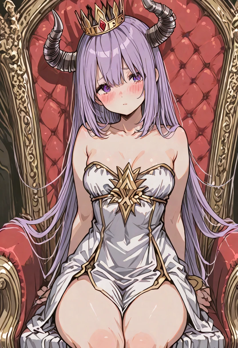 (anime :realistic : 0.5), (masterpiece, high resolution, absurd res, extremely detailed:1.3), (hands hidden behind head:1.3), (boosette, crown, mario_crown, white hair, purple eyes:1.3), ( large areolas, tits out, large tits, nude:1.2), (dress, white gloves:1.3), seductive, (astonished look, horny:1.1),
(1girl, 1boy, hetero, penis, pussy, pov, spread legs, hands grabbing legs :1.2)
( lying on throne, on back, from above, inside royal palace room, medieval, detailed background, feet out of frame:1.2), <lora:add_detail:-0.7>, <lora:piledriver-10:0.8>, <lora:inverted-nipples-v1:0.8>, <lora:Mario_Boosette-DEF:0.6>