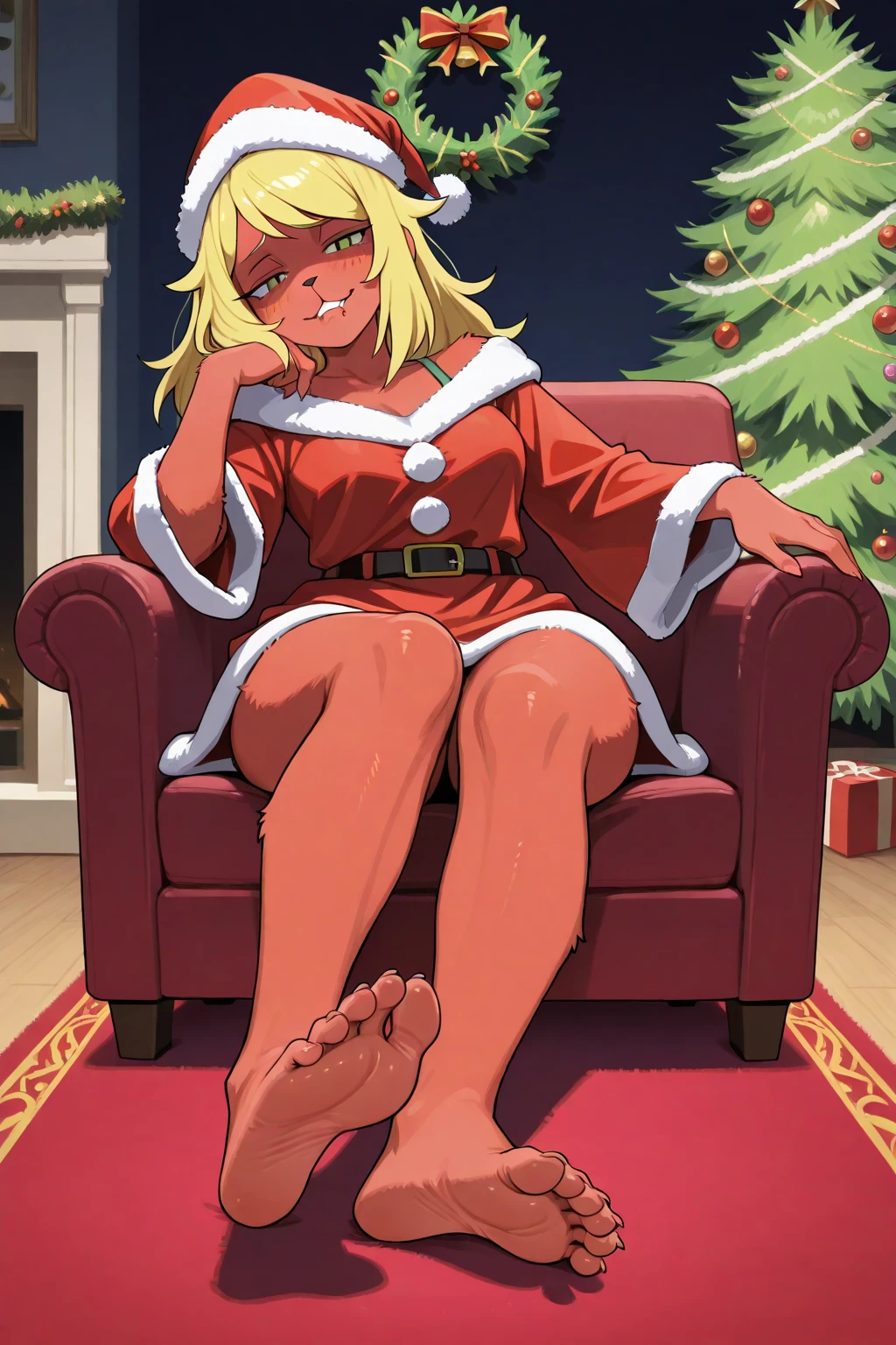 1girl, sexy horny 8yearold blonde slut is wearing a miniskirt and is sitting on a male Santa's lap at a mall for a christmas photo. 1 old man.