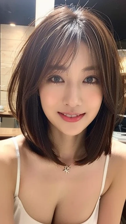 Tabletop、highest quality、figure、 Very detailed、In detail、 High resolution、8k wallpaper、Perfect dynamic composition、Cute 29 year old girl、Beautiful face in every detail、Detailed and cute eyes、Textured skin、Wavy short hair、A modest smile、Small breasts、Bold sexy pose、Sexy casual wear for spring、