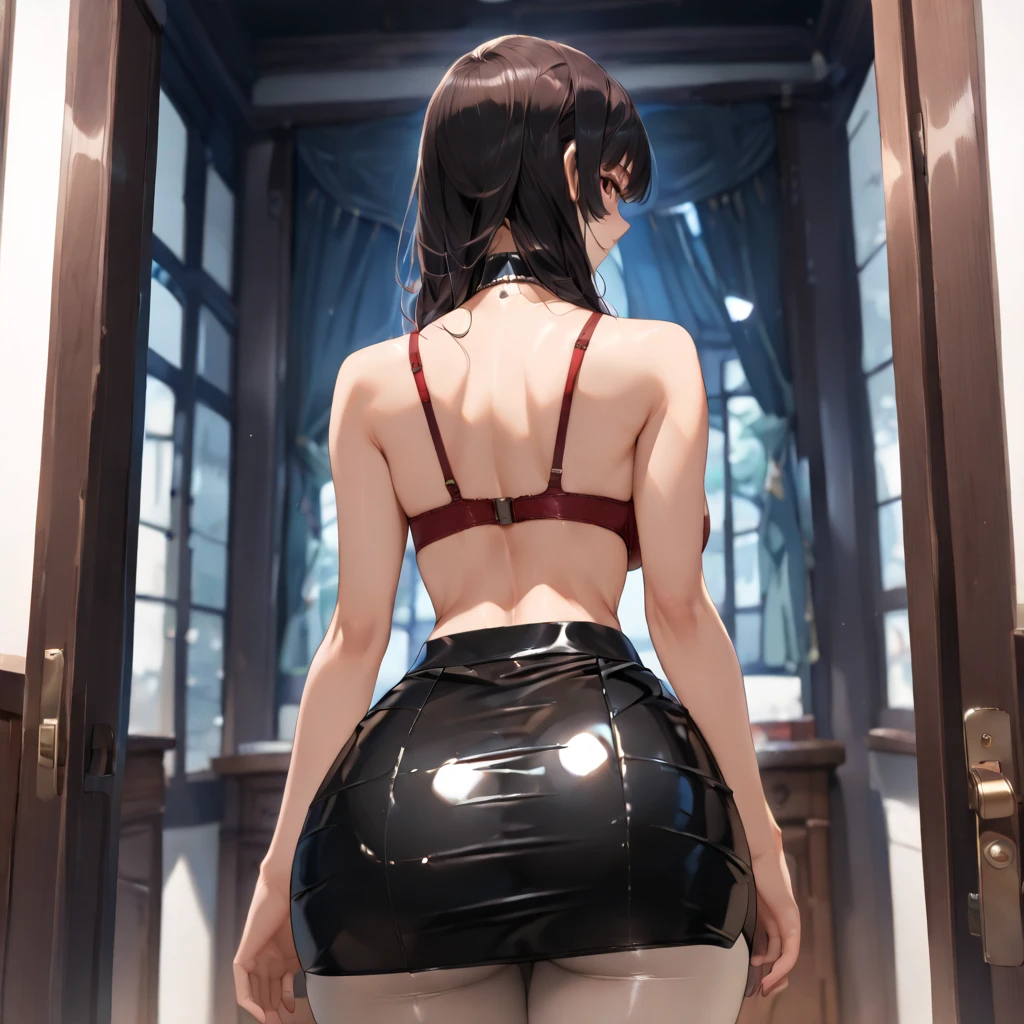Sexy female BSDM kneels down and holds innocent woman&#39;s head、1 female, alone, short hair, huge breasts, huge ass, ((open crotch)), ((kneel down)),((show your armpits)),((background: dark basement)),(masterpiece), (highest quality), (Super detailed), (Detailed CG illustration), ((very delicate and beautiful)),cinematic light