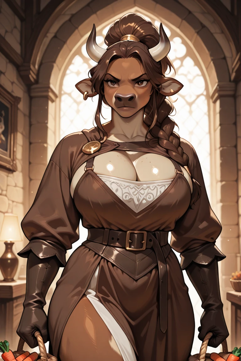 woman, barbarian, dreamy (detail)+, (pronounced contours)+, middle ages, rage, (red eyes) short bob hair