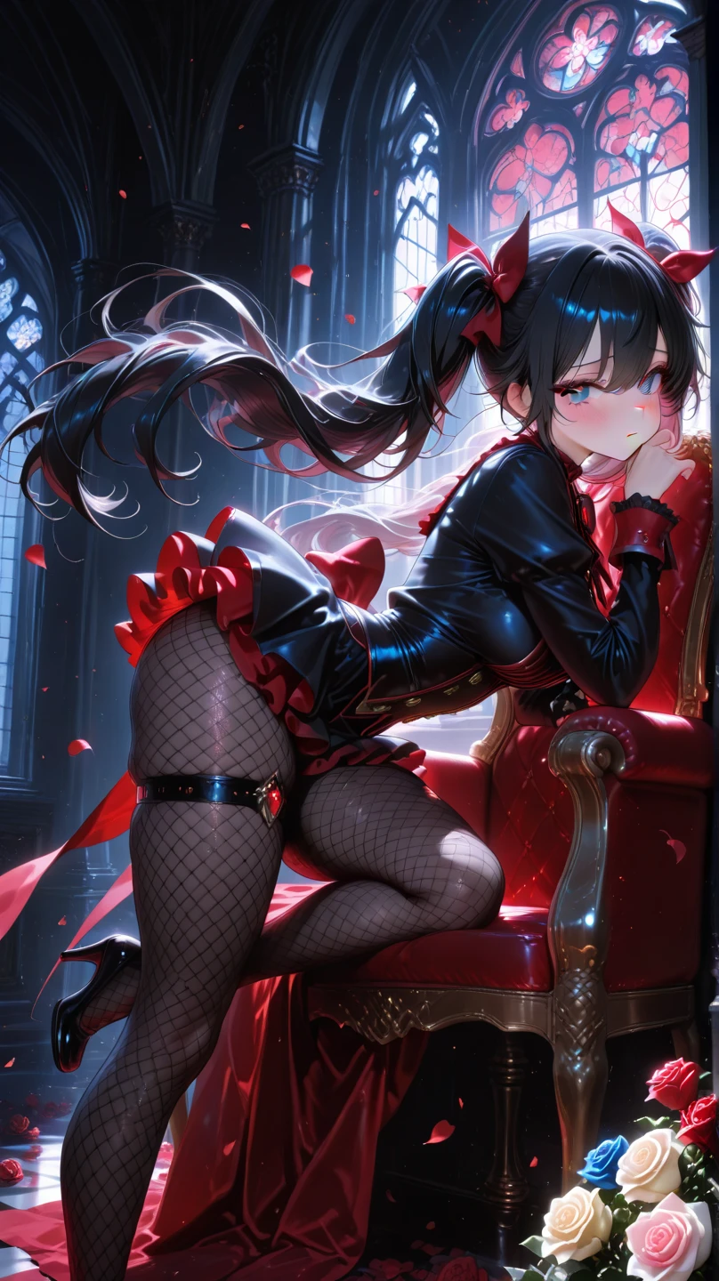 Final Fantasy 7 Tifa Lockhart Indoor at night、Wearing black pantyhose Wearing a mini skirt、Wearing black clothing、Big Breasts、Stylish、Clothes get torn、Attacked by Goblins、Thin legs、Black long hair、bare hands、Wearing red shoes、fall on one's buttocks、Panting loudly、Goblin almost has sex with me