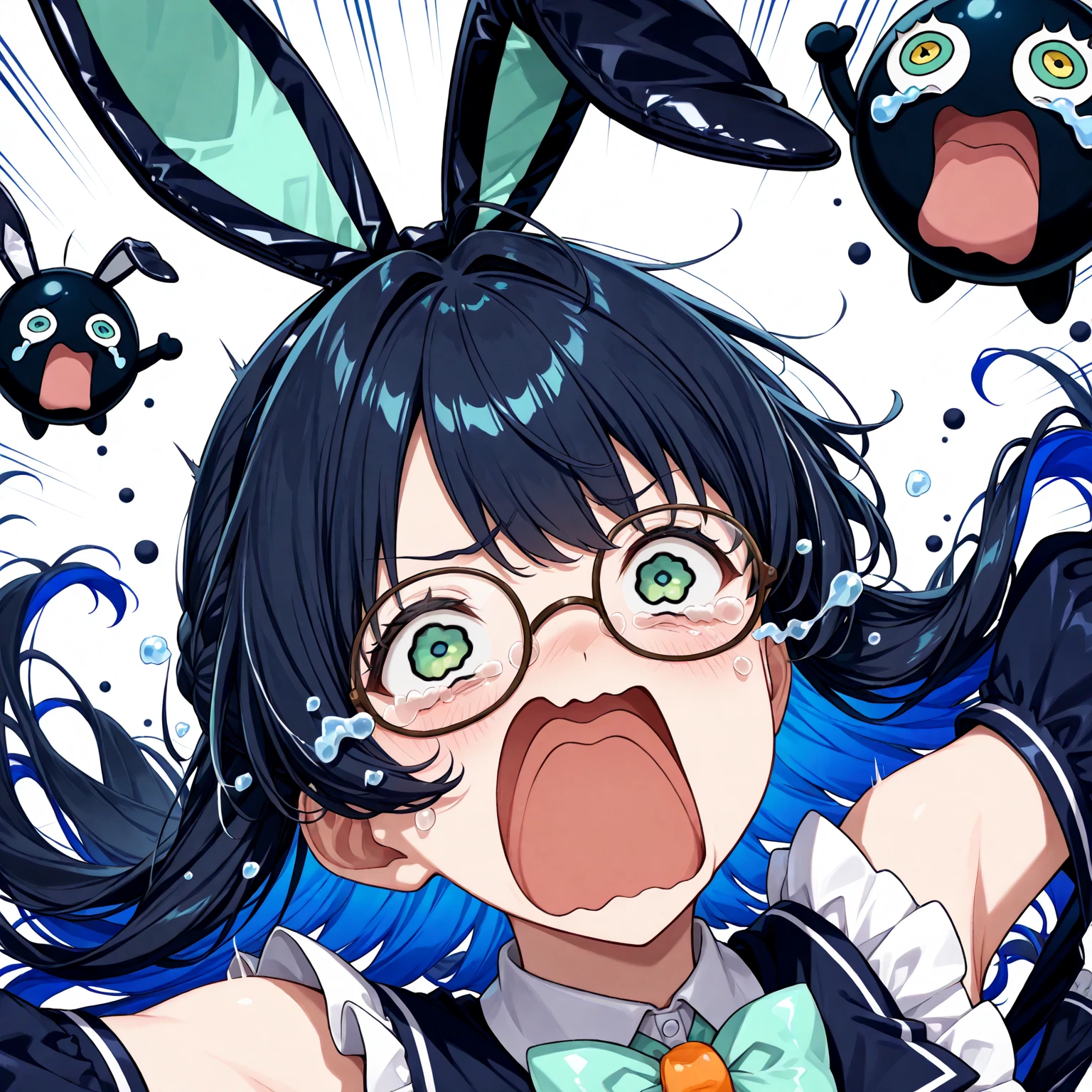 masterpiece,ultra detailed,ecchi manga,35 years old,(mature modest woman),armpit hair,hairy pussy,naughty bunny costume,at home,(adult curvy body),black hair,long tied hair,(tareme),mature curvy woman,trembling,(sweaty),saliva,having sex,cowgirl position,raising knees,look at viewer,crossed and rolling-up-eyes,(panting),orgasm,o-shaped mouth,breathing hard,
