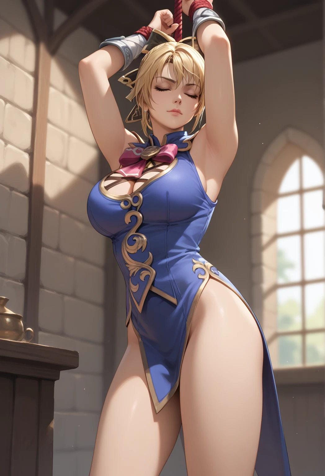 (masterpiece, very detailed image, best high quality high definition, HD), (solo character, back view), (anime style)
{{1character: beautiful 40 years old golden-haired milf: (fair skin, light blue eyes, wavy yellow hair, absolute beauty, aristocrat, wealthy powerful woman, serious face, big breasts, voluptuous figure, huge butt), (headbang with two blue flowers, silver necklace, blue one-piece leotard with rich golden details, golden boots), (dancing, shacking her booty), (wealthy rich dancing room, white walls, blue lapiz floor)}}