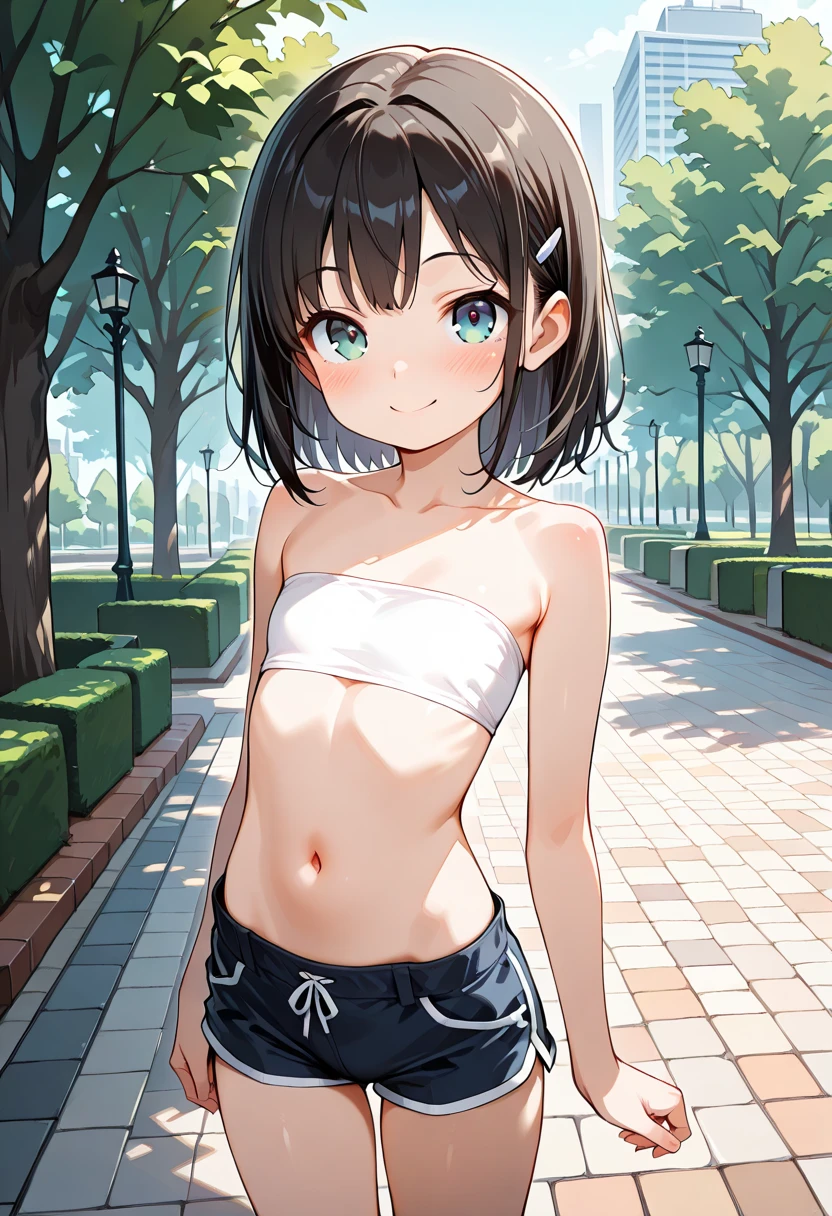 Representative works,best quality,(17 year old cute Japanese sister:1.0),(the face of a very young child:1.0),(very shy look:1.0),(thin legs:1.0),(Bikini top and miniskirt:1.0),(small ass,thin waist:1.0),((droopy eyes:1.0)),((Self Shirt Lift:1.0))、((beautiful pussy line)),((outdoor)),((inner thigh,Leaner figure,small tits:1.0)),(Random smooth straight hair:1.0),((Thin body all over,skinny legs)),very pale skin,let down one's bangs,detail body,detailed hands,not wearing makeup,(Chibi girl with smiling loli:1.3),Naked young child:1.2,((perfect mini skirt)),A very young in a bikini top:1.3,(((nsfw:1.05)))