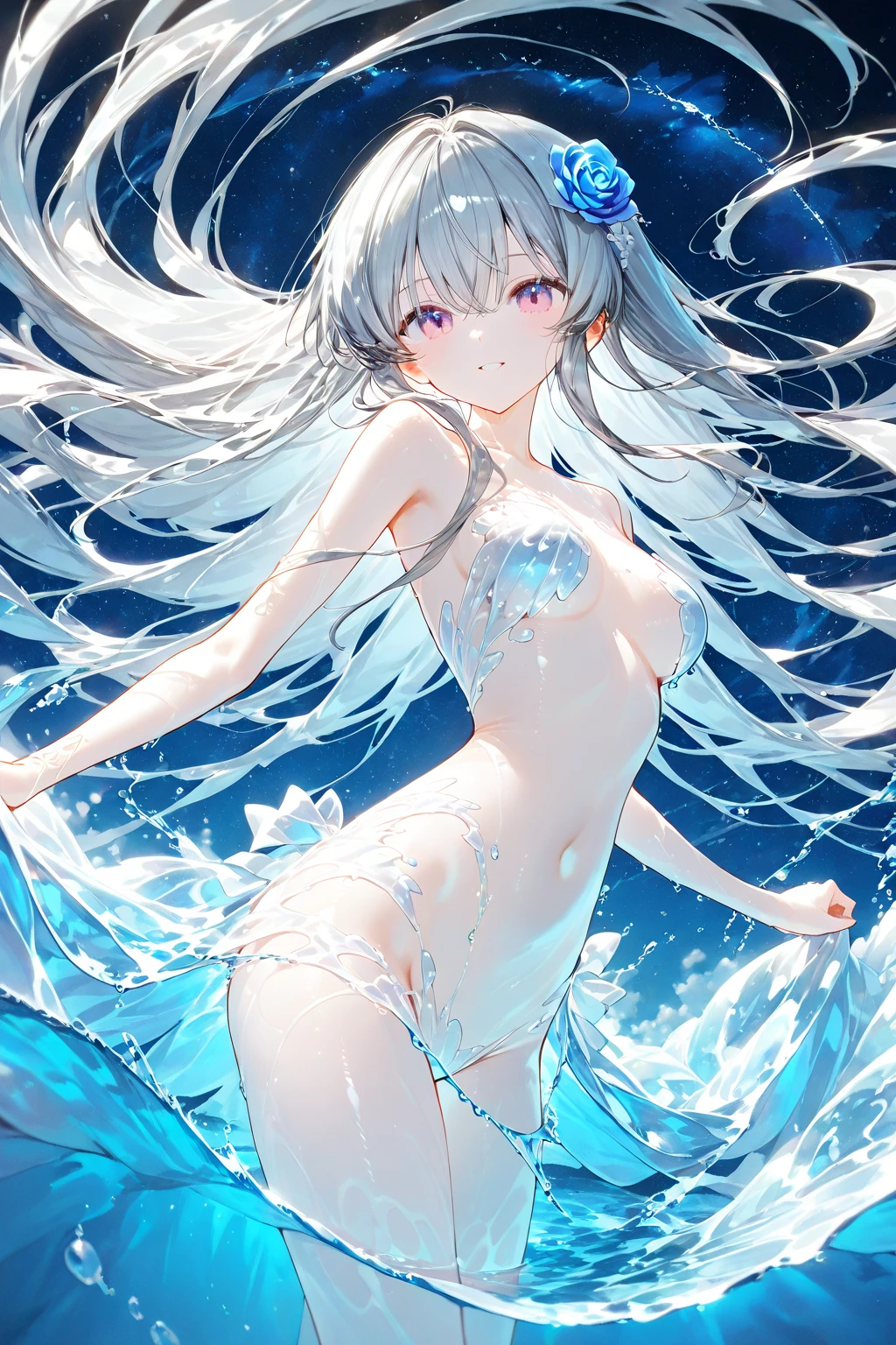 high quality、Silver-haired 、Naked and covered in sperm, crying