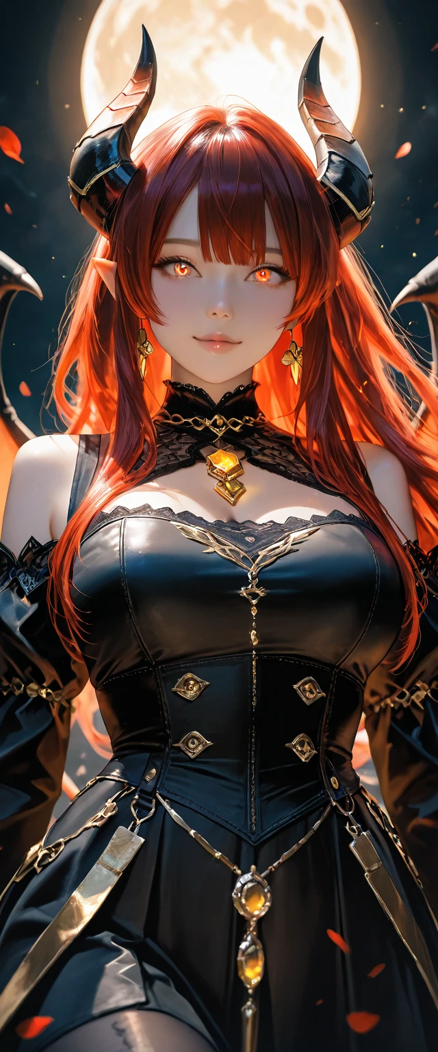 ((highest quality)),(ultra high resolution),(Super detailed),(detailed description),((best CG)),(best work of art),super precision art,amazing drawing art,(Fantasy art with precise details:1.5), (adult women:1.6),(beautiful and well-shaped face:1.5),(face over shoulder:1.7),(clear orange eyes:1.6),(Gradient long hair with precise and detailed depiction:1.6),(Corset dress with intricate details:1.7),Sparkling jewel tiara:1.7,earrings:1.5, A garden full of pretty flowers