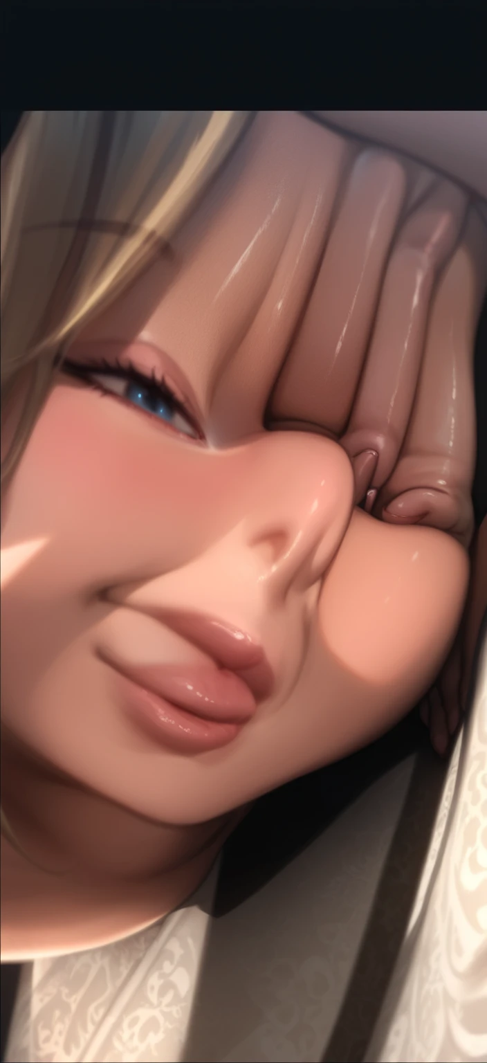 (masterpiece), (wonderful), (非常にwonderful), Highest quality, Expressive eyes, Perfect Face, High resolution, 4K resolution. One girl, Close-up portrait of an angry woman, Realistic Face, Swept-apart bangs, Long Hair, ponytail, Huge breasts, Long neck, Bedroom,, Sunlight from the window., ((Huge boobs:1.7)) 、 Female orgasm、(((Full nudity:1.5)))、Erotic、Climax、((Staring intently at the audience:1.5))、((She thoroughly licks the head of his thin penis with her long, dripping tongue:1.7))、((ejaculation:1.5))、((Glasses:1.1))、((Completely naked:1.7)),((Angry expression:1.7)),((Small and thin penis licked and dripping with saliva:1.5,Burying deep between her tits and giving her a titjob:1.5)),((The skin is shiny with oil:1.7)),((The nipples are large and hard:1.5))