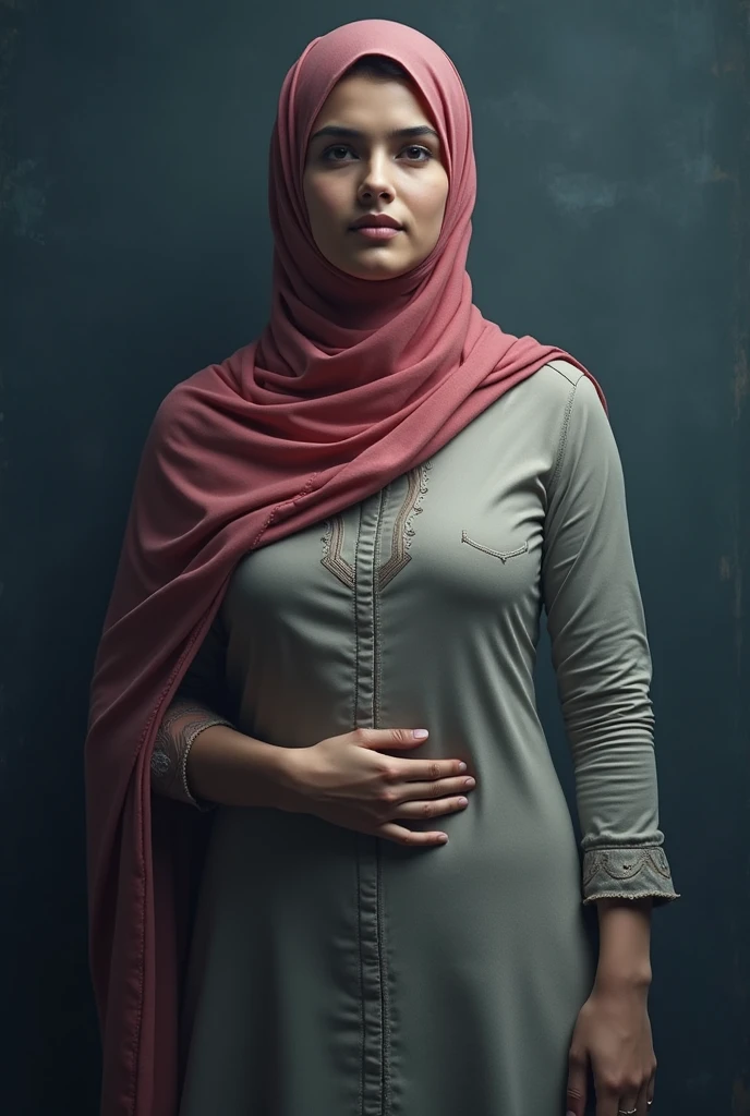 a beautiful hijabi doctor, beautiful detailed eyes, beautiful detailed lips, extremely detailed eyes and face, long eyelashes, beautiful pakistani woman, traditional pakistani outfit, hijab, navel visible, sexy attire, gold waist chain, showing navel, high quality, photorealistic, 8k, detailed, masterpiece, realistic, vivid colors, professional, studio lighting