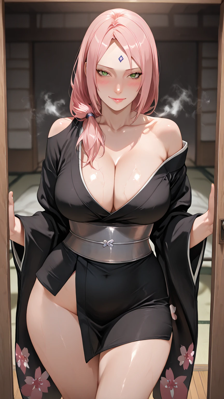 (Masterpiece:1.3),(Very detailed:1.3),(high resolution:1.1),Best Quality,ultra-detail,1 girl,Alone,jelobaiken,Breasts enormes,Amputated,amputee,one arm,eye patch,eye patch,one-eyed,black jacket,black kimono,open clothing,japanese clothes,Wad of bills,Breasts, Breasts, huge breats, pink hair, pink fur, sexy, socks, stockings, (((hood, hood)))