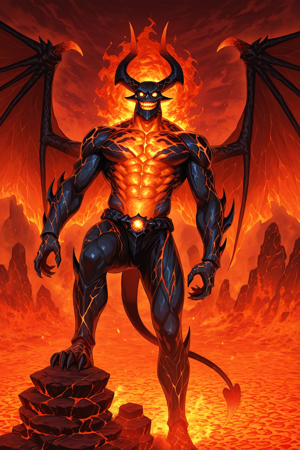 score_9, score_8_up, score_7_up, score_6_up, score_5_up, score_4_up, (solo), angry muscular male anthro demonic hell bird, skimpy clothing, looking at viewer, detailed hell background, loincloth, masculine pose, abs, pecs, beak, by taran fiddler