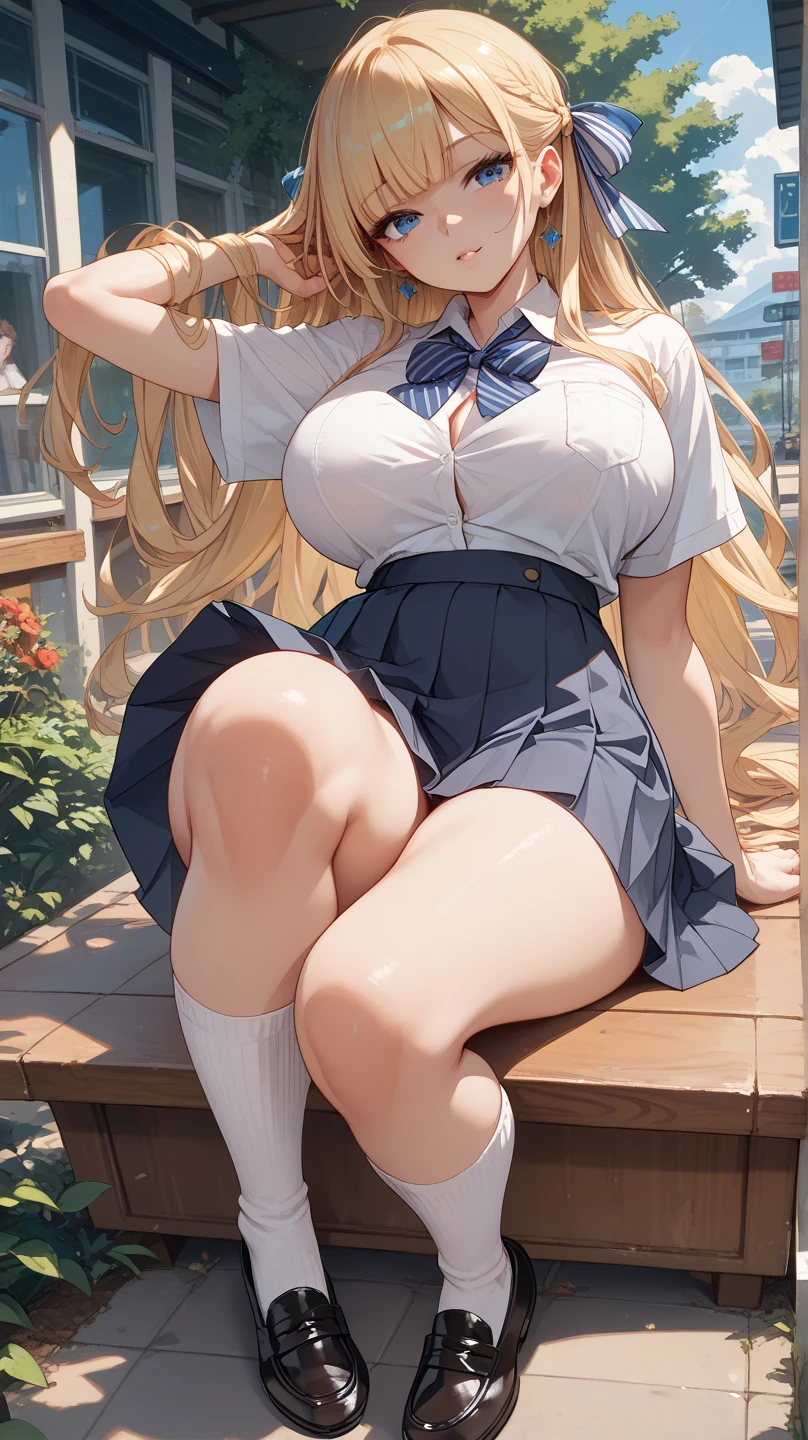 Tanned, school, futanari, girlish, trap, gyaru, bitch,enormous massive gigantic big large breasts, enormous fat cock